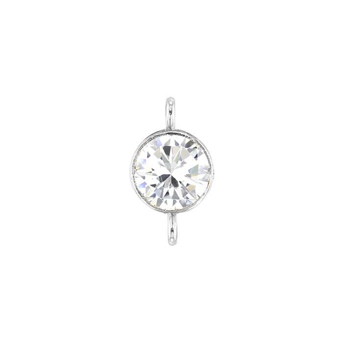 ss 3mm white bezel set cubic zirconia connector