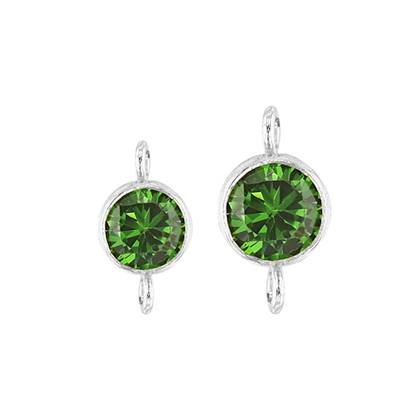 Sterling Silver Emerald Cubic Zirconia Bezel Set Connector