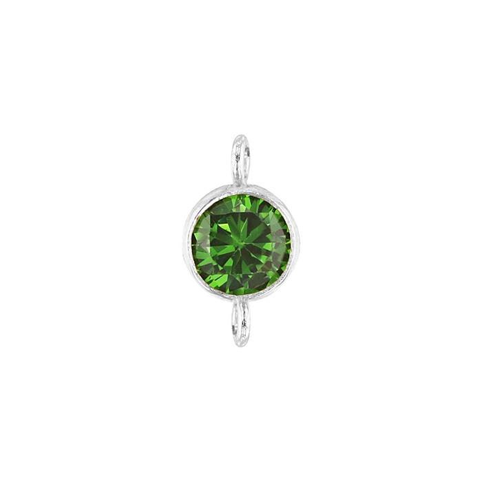 ss 3mm emerald bezel set cubic zirconia connector