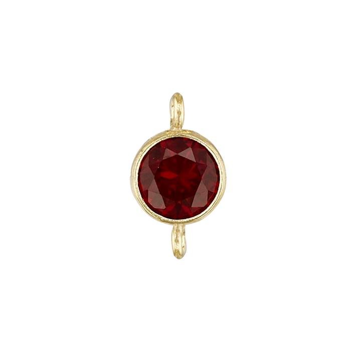 gf 3mm red bezel set cubic zirconia connector