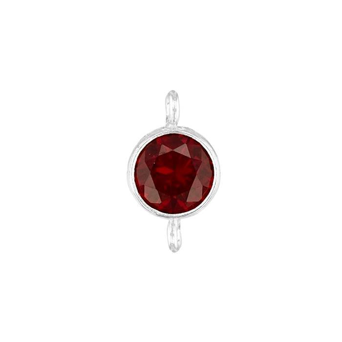 ss 3mm red bezel set cubic zirconia connector