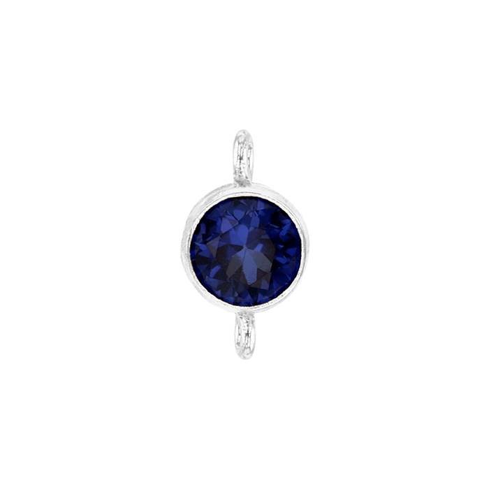 ss 3mm sapphire bezel set cubic zirconia connector