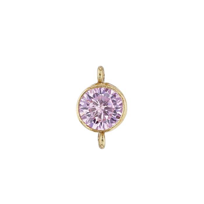 gf 3mm pink bezel set cubic zirconia connector