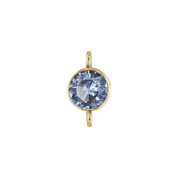 gf 3mm light sapphire bezel set cubic zirconia connector