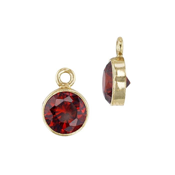 gf 4mm garnet bezel set cubic zirconia charm