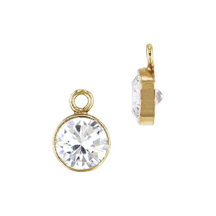 gf 4mm white bezel set cubic zirconia charm