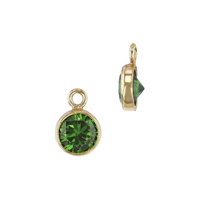 gf 4mm emerald bezel set cubic zirconia charm