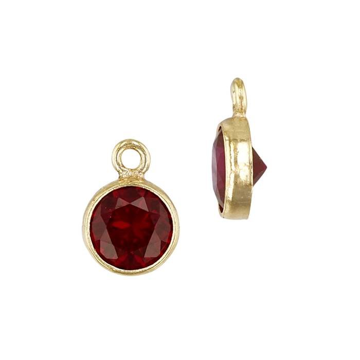 gf 4mm red bezel set cubic zirconia charm