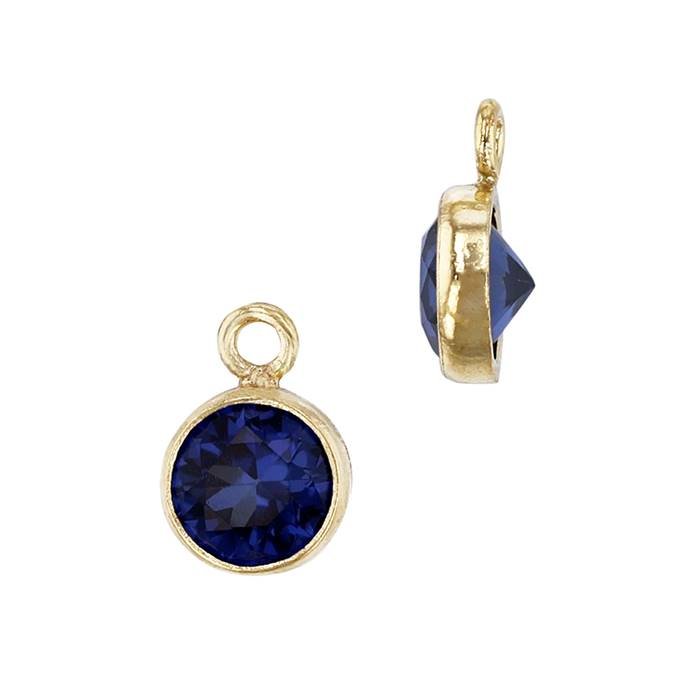 gf 4mm sapphire bezel set cubic zirconia charm