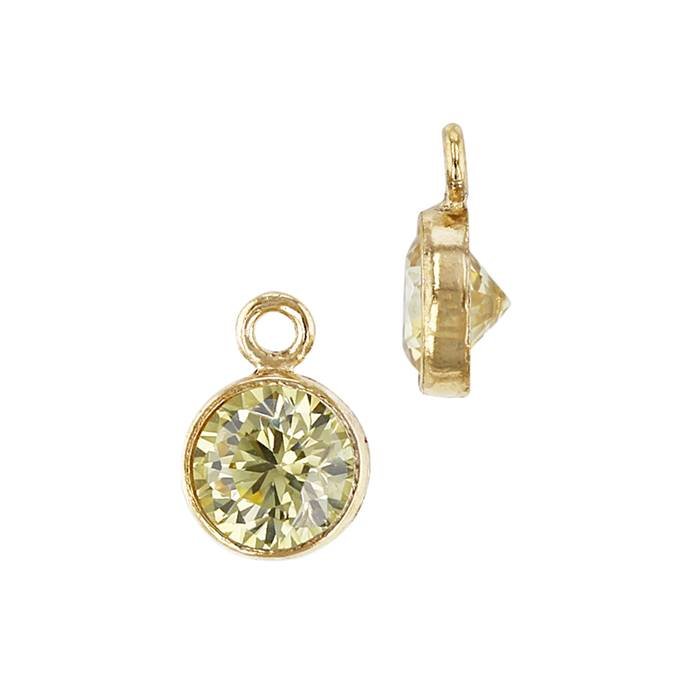 gf 4mm topaz bezel set cubic zirconia charm