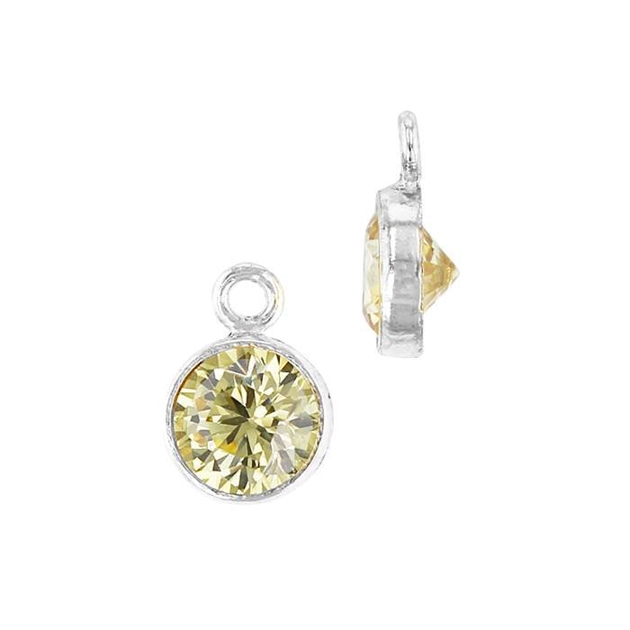 ss 4mm topaz bezel set cubic zirconia charm