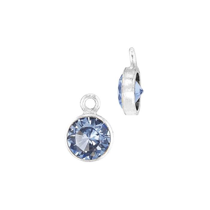 ss 4mm light sapphire bezel set cubic zirconia charm