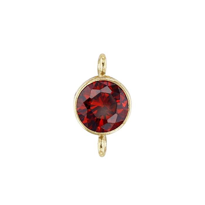 gf 4mm garnet bezel set cubic zirconia connector