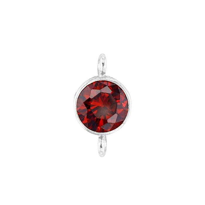 ss 4mm garnet bezel set cubic zirconia connector