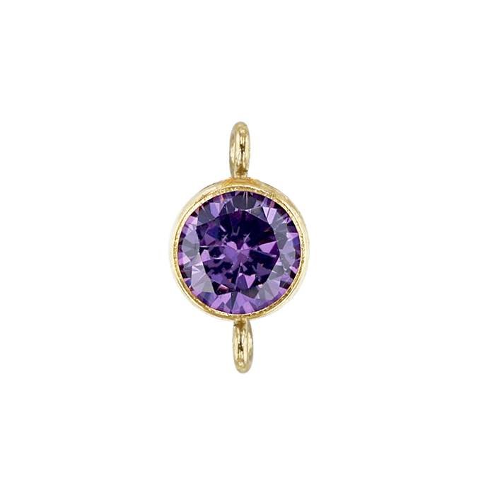 gf 4mm amethyst bezel set cubic zirconia connector