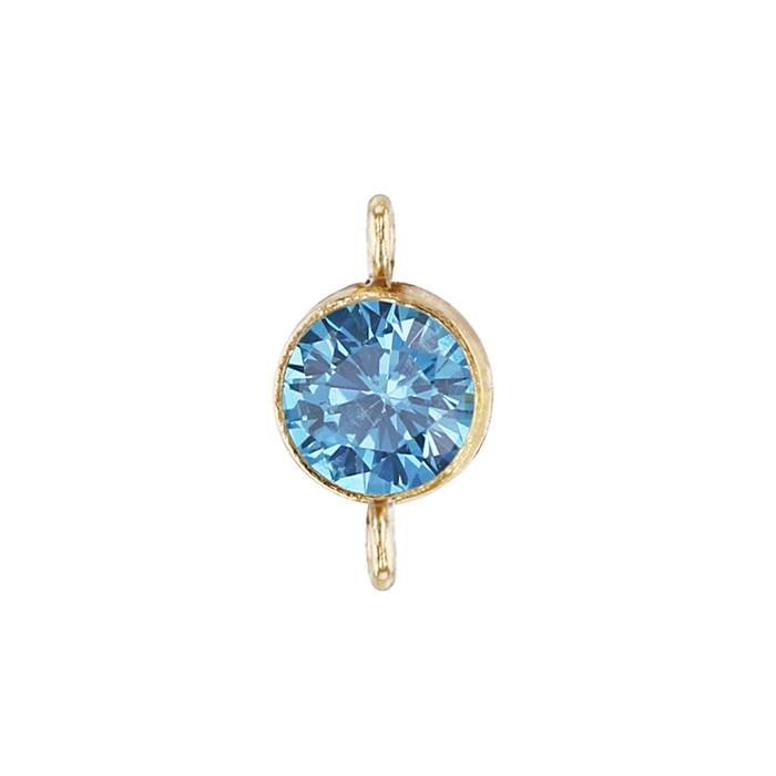 gf 4mm aqua bezel set cubic zirconia connector