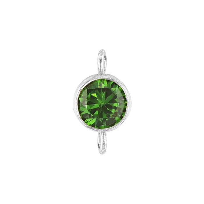 ss 4mm emerald bezel set cubic zirconia connector