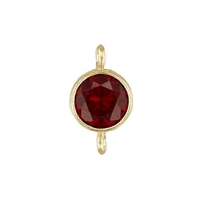 gf 4mm red bezel set cubic zirconia connector