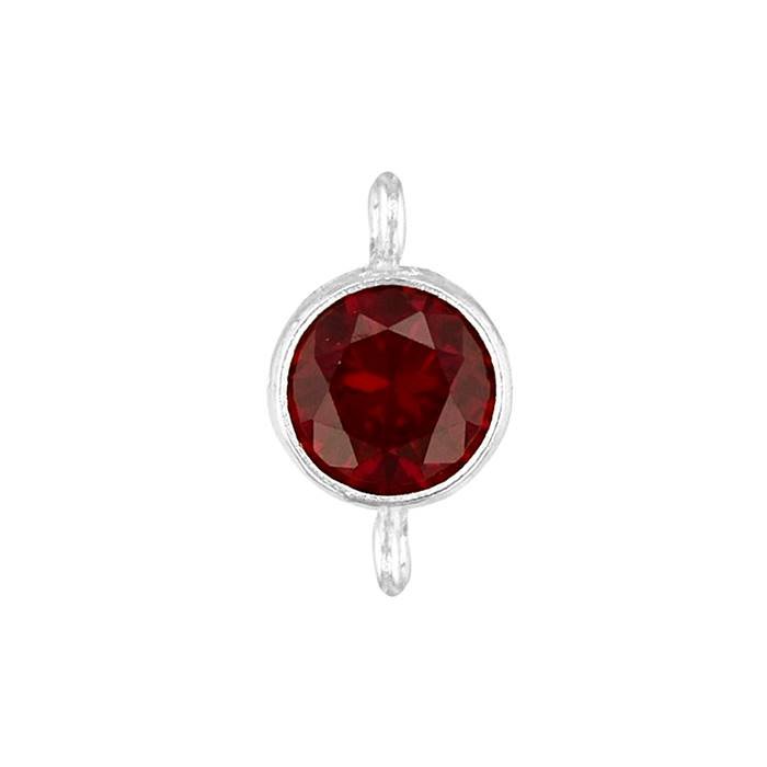 ss 4mm red bezel set cubic zirconia connector