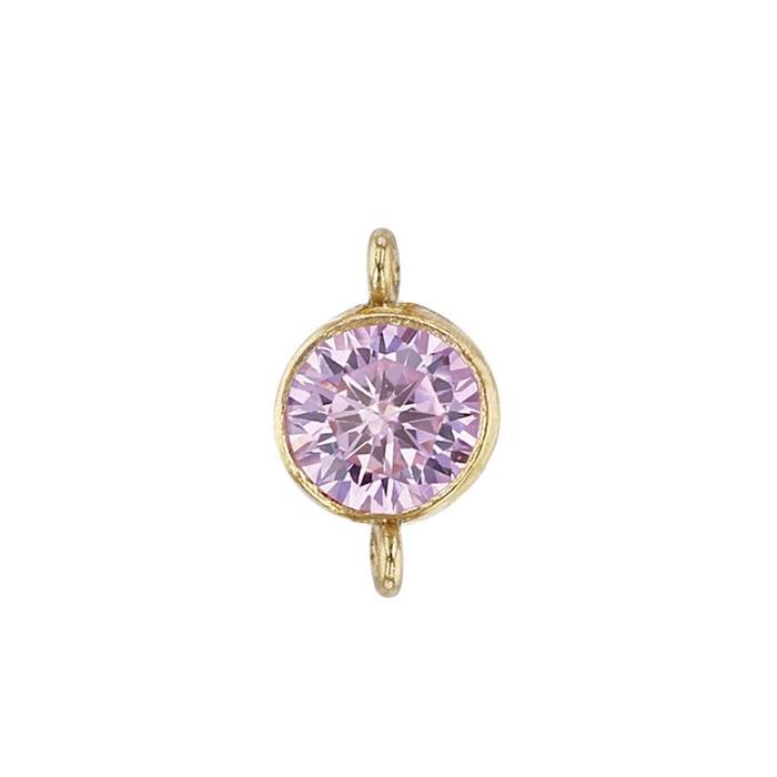 gf 4mm pink bezel set cubic zirconia connector