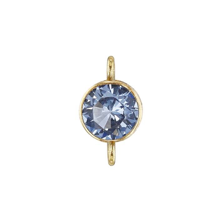 gf 4mm light sapphire bezel set cubic zirconia connector