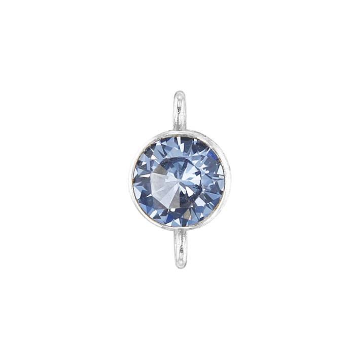 ss 4mm light sapphire bezel set cubic zirconia connector