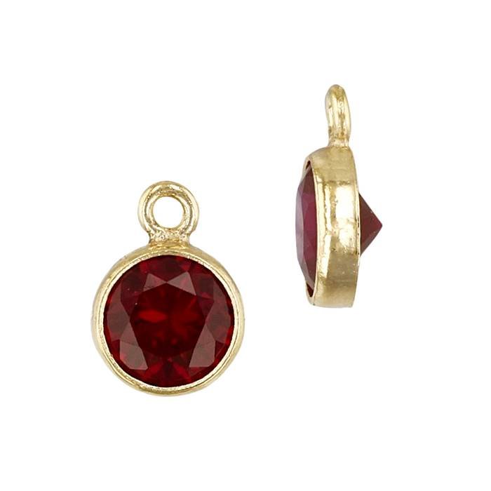 gf 5mm garnet bezel set cubic zirconia charm