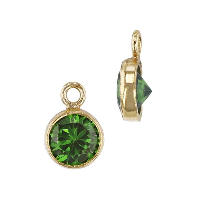 gf 5mm emerald bezel set cubic zirconia charm