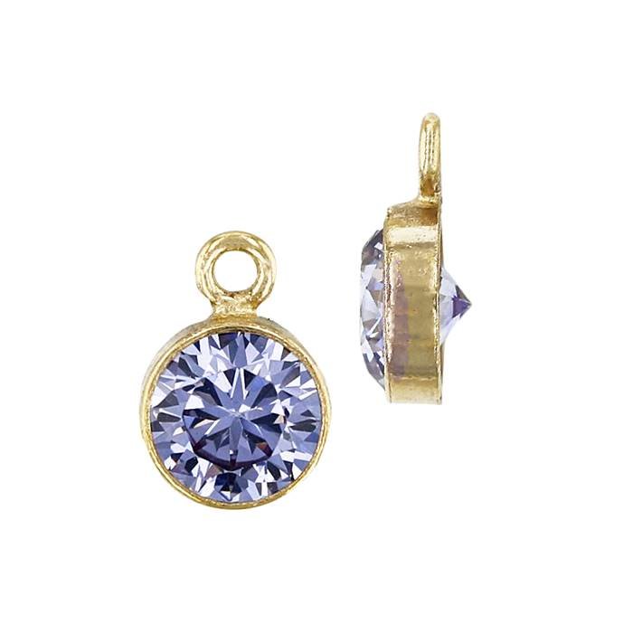 gf 5mm light amethyst bezel set cubic zirconia charm