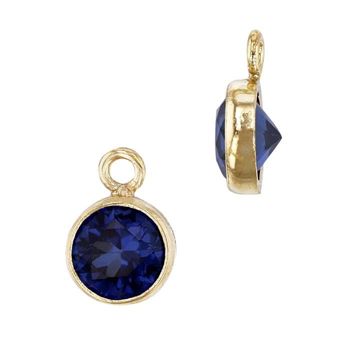 gf 5mm sapphire bezel set cubic zirconia charm