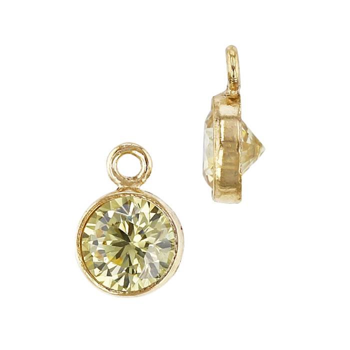 gf 5mm topaz bezel set cubic zirconia charm