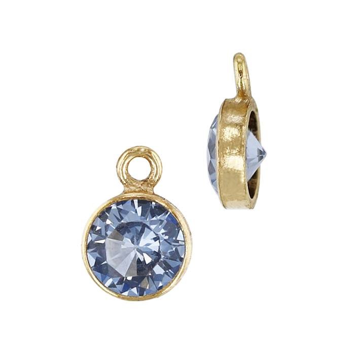 gf 5mm light sapphire bezel set cubic zirconia charm