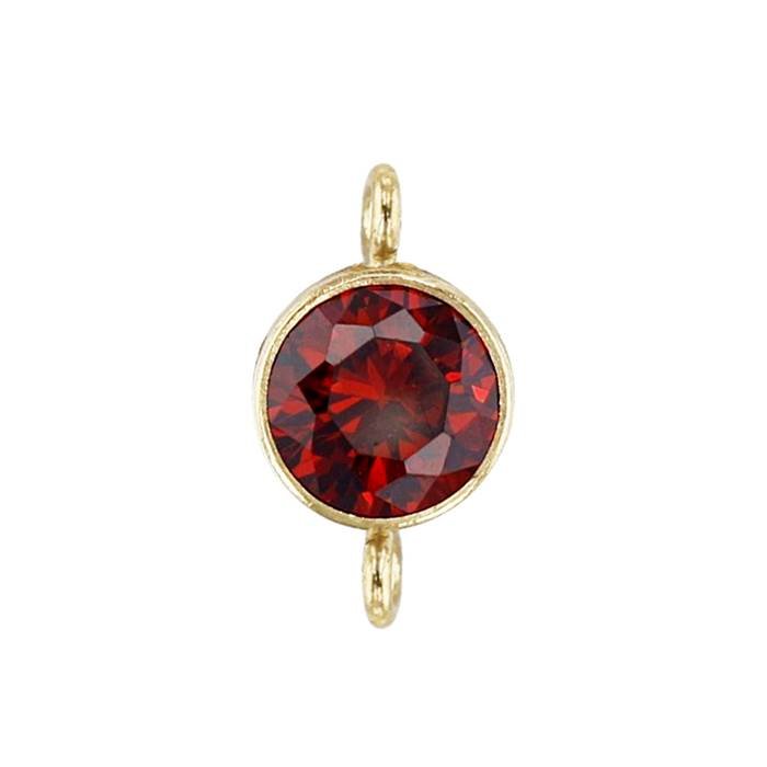 gf 5mm garnet bezel set cubic zirconia connector