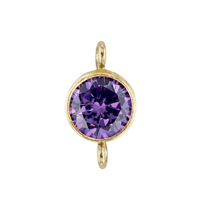 gf 5mm amethyst bezel set cubic zirconia connector