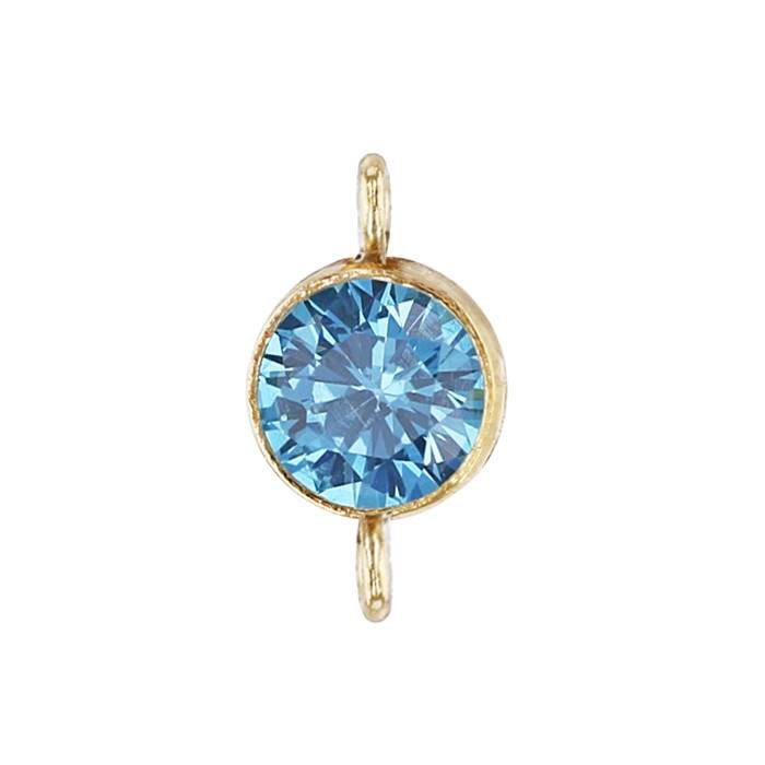 gf 5mm aqua bezel set cubic zirconia connector