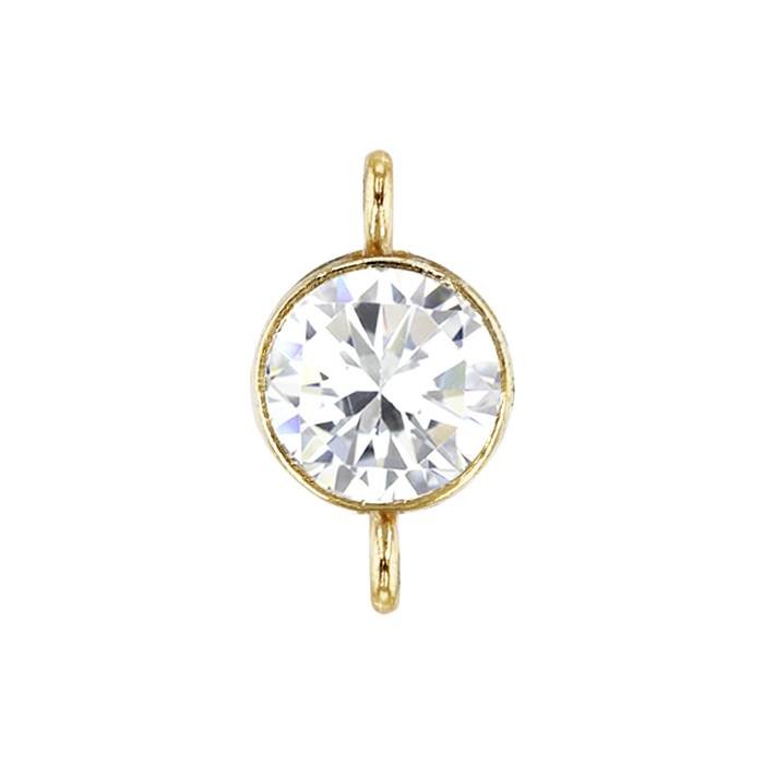 gf 5mm white bezel set cubic zirconia connector