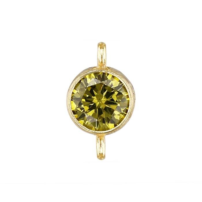 gf 5mm peridot bezel set cubic zirconia connector