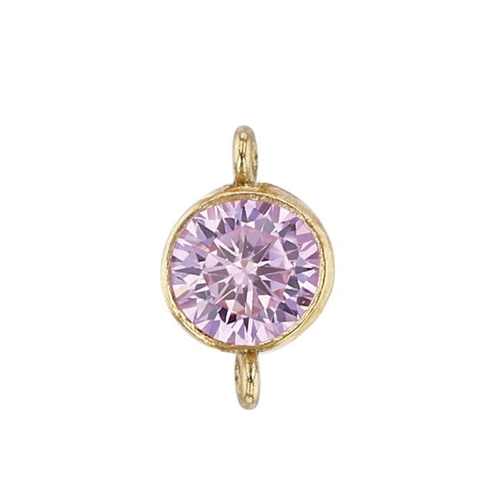 gf 5mm pink bezel set cubic zirconia connector