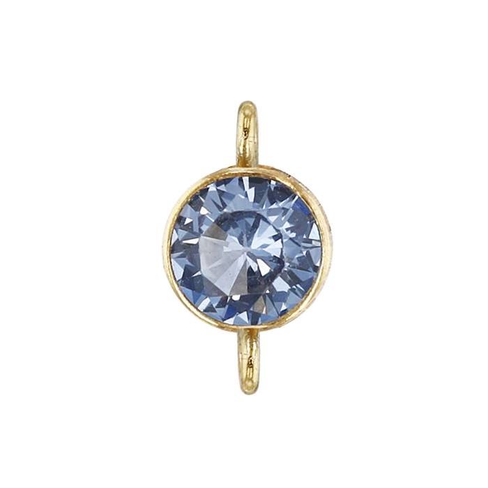 gf 5mm light sapphire bezel set cubic zirconia connector