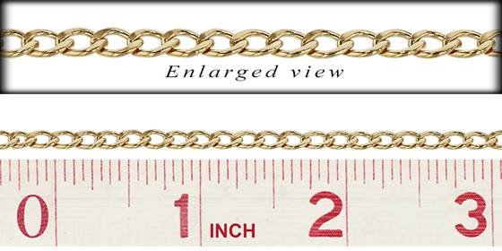 gold filled 4mm chain width flat curb chain