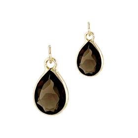 14K Smoky Quartz Pear Shape Bezel Set Charm June Birthstone