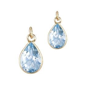 14K Blue Topaz Pear Shape Bezel Set Charm December Birthstone