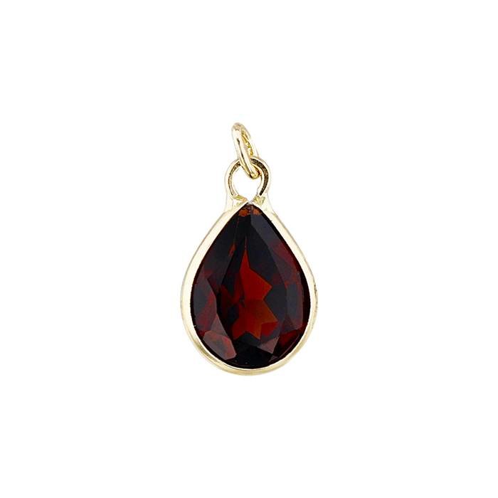 14ky 7x5mm pear shape bezel set charm january birthstone garnet