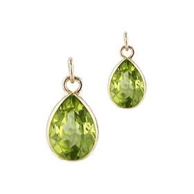 14K Peridot Pear Shape Bezel Set Charm August Birthstone