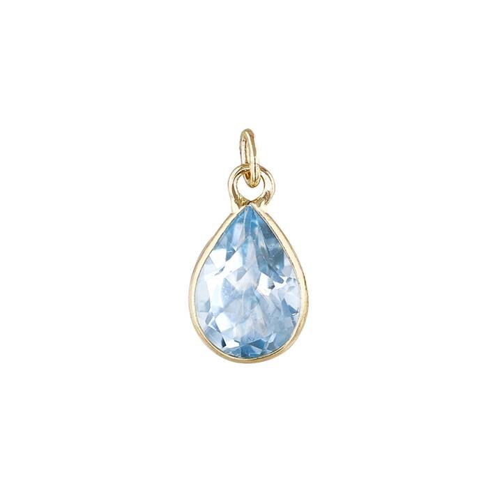 14ky 6x4mm pear shape bezel set charm december birthstone blue topaz