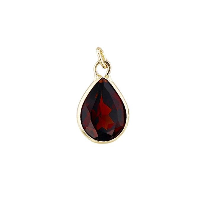 14ky 6x4mm pear shape bezel set charm january birthstone garnet