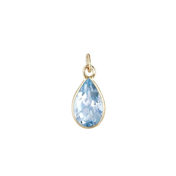 14ky 5x3mm pear shape bezel set charm december birthstone blue topaz