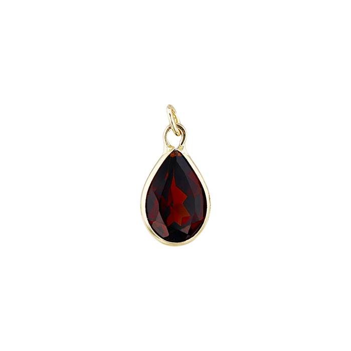 14ky 5x3mm pear shape bezel set charm january birthstone garnet