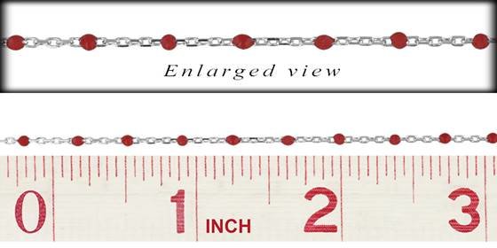 ss-rh flat cable satellite chain with 1.7mm red enamel bead