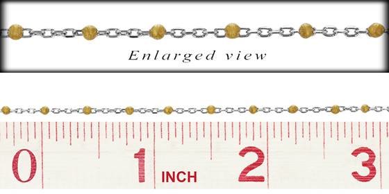 ss-rh 1.5mm flat oval cable satellite chain with 1.7mm gold enamel bead